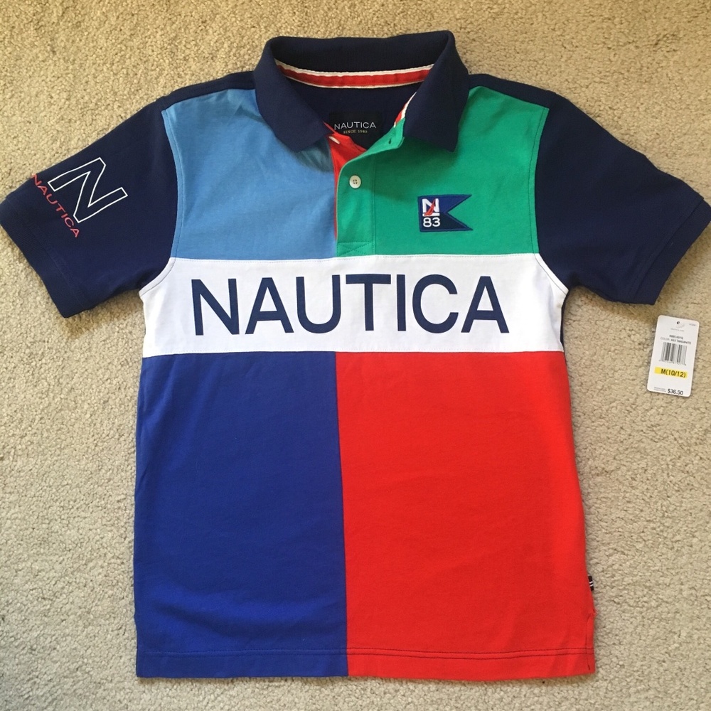 NWT Nautica Boys Polo Shirt Size M 10/12